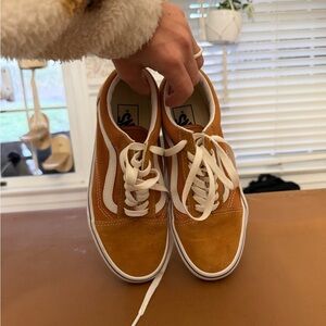 Vans Women's Tan and White Sneakers